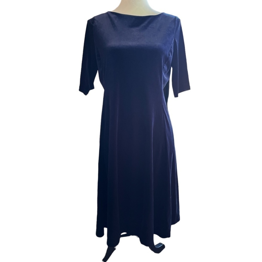 Lands End Blue Velvet Dress